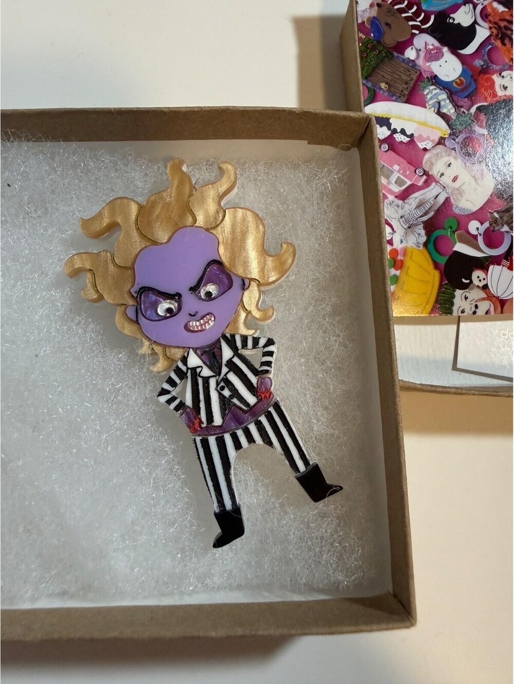 Beetlejuice Brooch - Daisy Jean Floral BEETLEJUICE Parody Pin Halloween Gothic